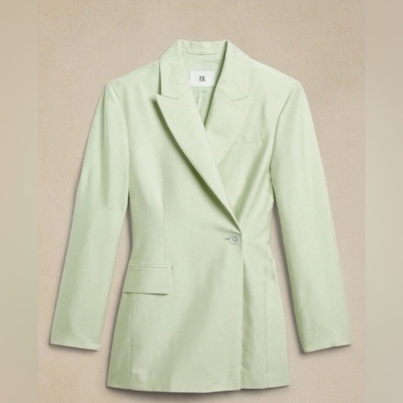 BANANA REPUBLIC HOURGLASS (NWT ITALIAN VISCOSE-LINEN BLAZER Sz 12 - Picture 4 of 16